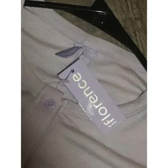 Florence by Mills Romper Small Lavender Purple Long Sleeve Button Front Ribbed - Picture 2 of 5